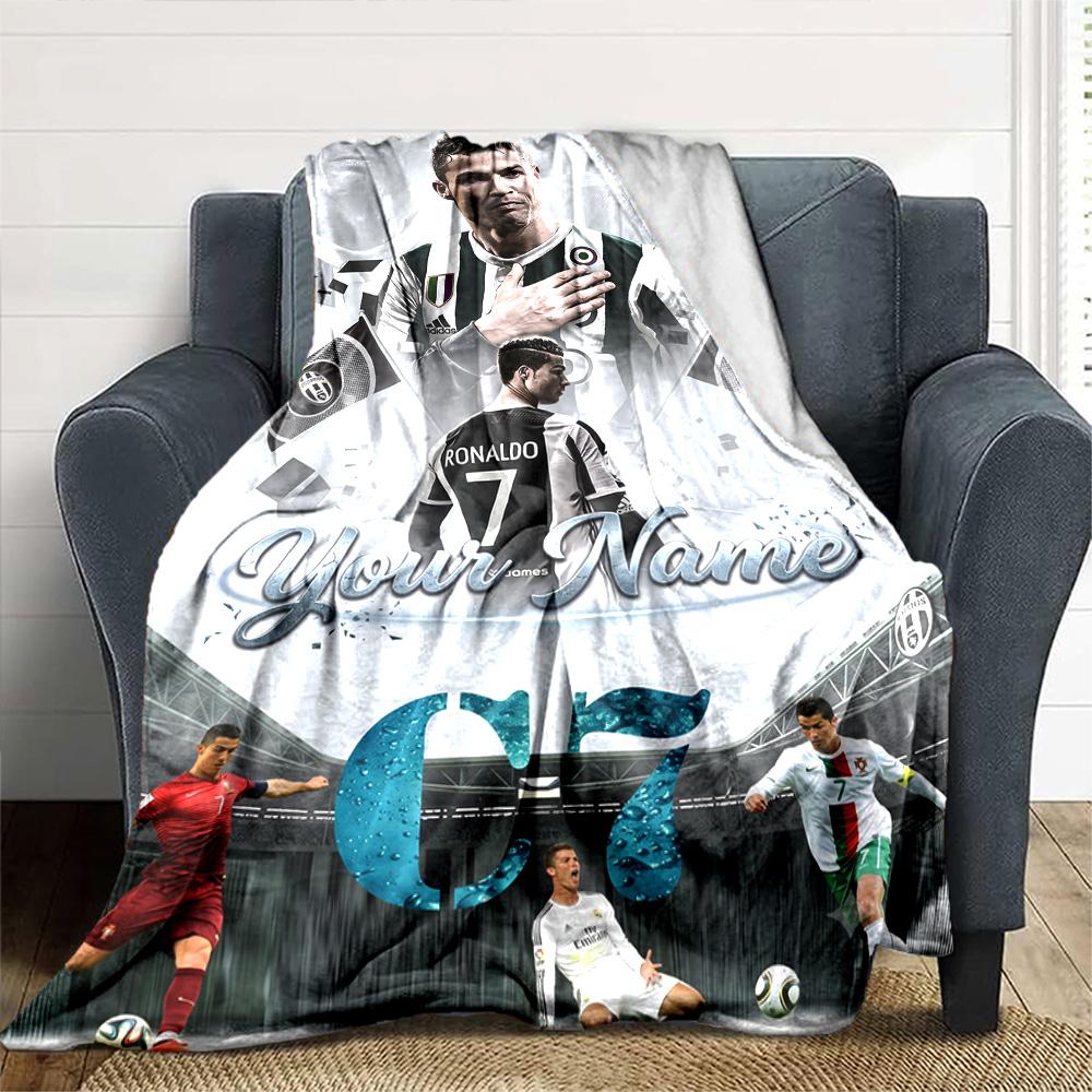 Cristiano Ronaldo (46) Customize Your Name Blanket Cozy Personalized Blanket Soft & Cozy Great for Office Sofa Office Chair Couch