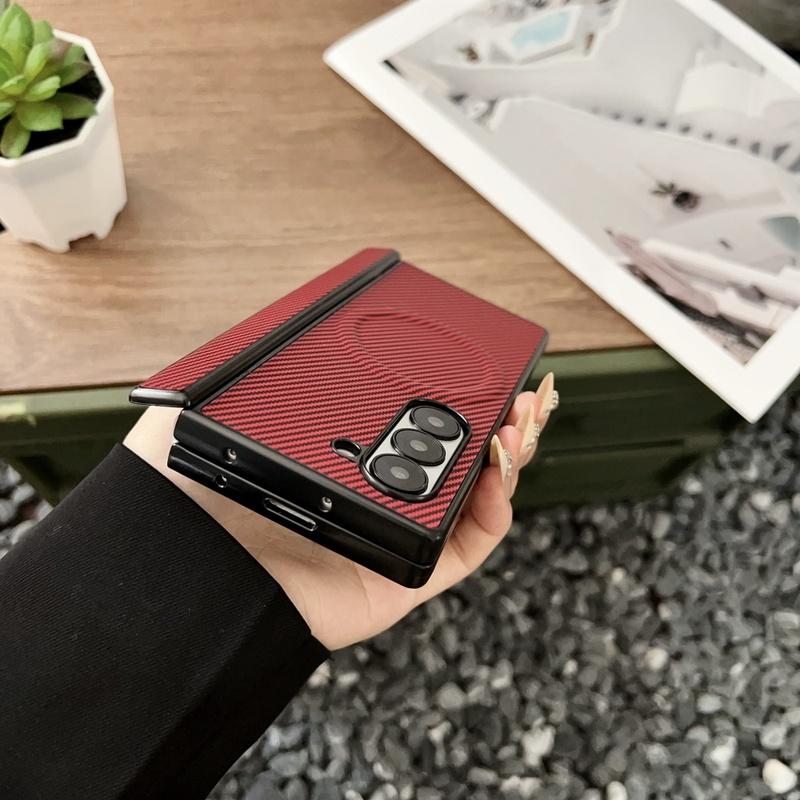 High end Carbon Fiber Magnetic Hinge for Magsafe Phone Case For Samsung Galaxy Z Fold 7 6 5 4 3 Wireless Charging Bumper Cover