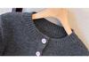 Patchwork Faux Two-Piece Round Neck Knit Sweater - Women's Versatile Short Top for Spring 2026