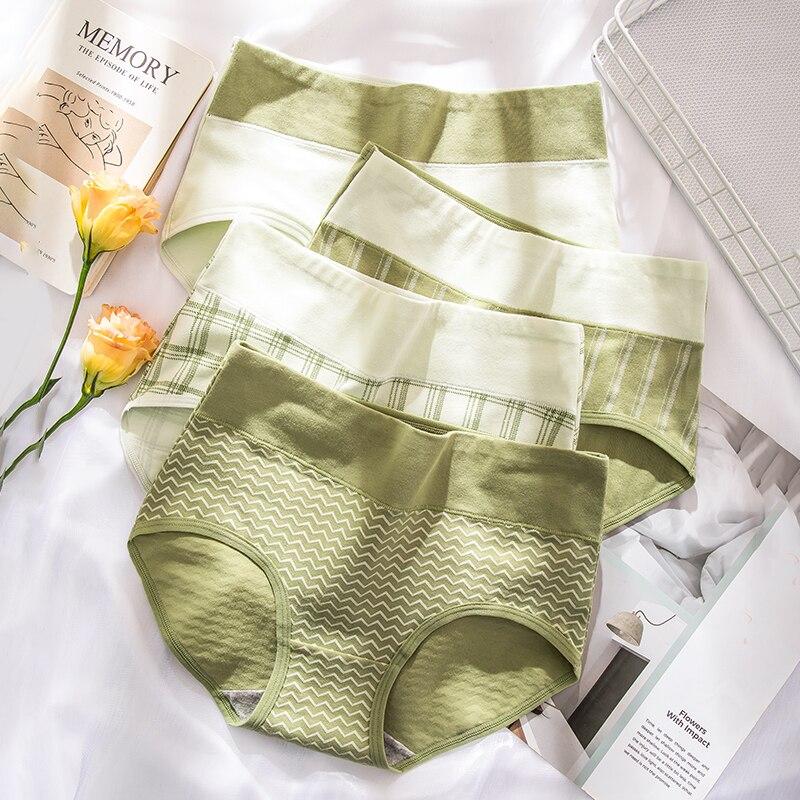 4pcs Zjx Cotton Women Panties Underwear Cute Print Briefs Comfort Female Lingerie Plus Size M5xl