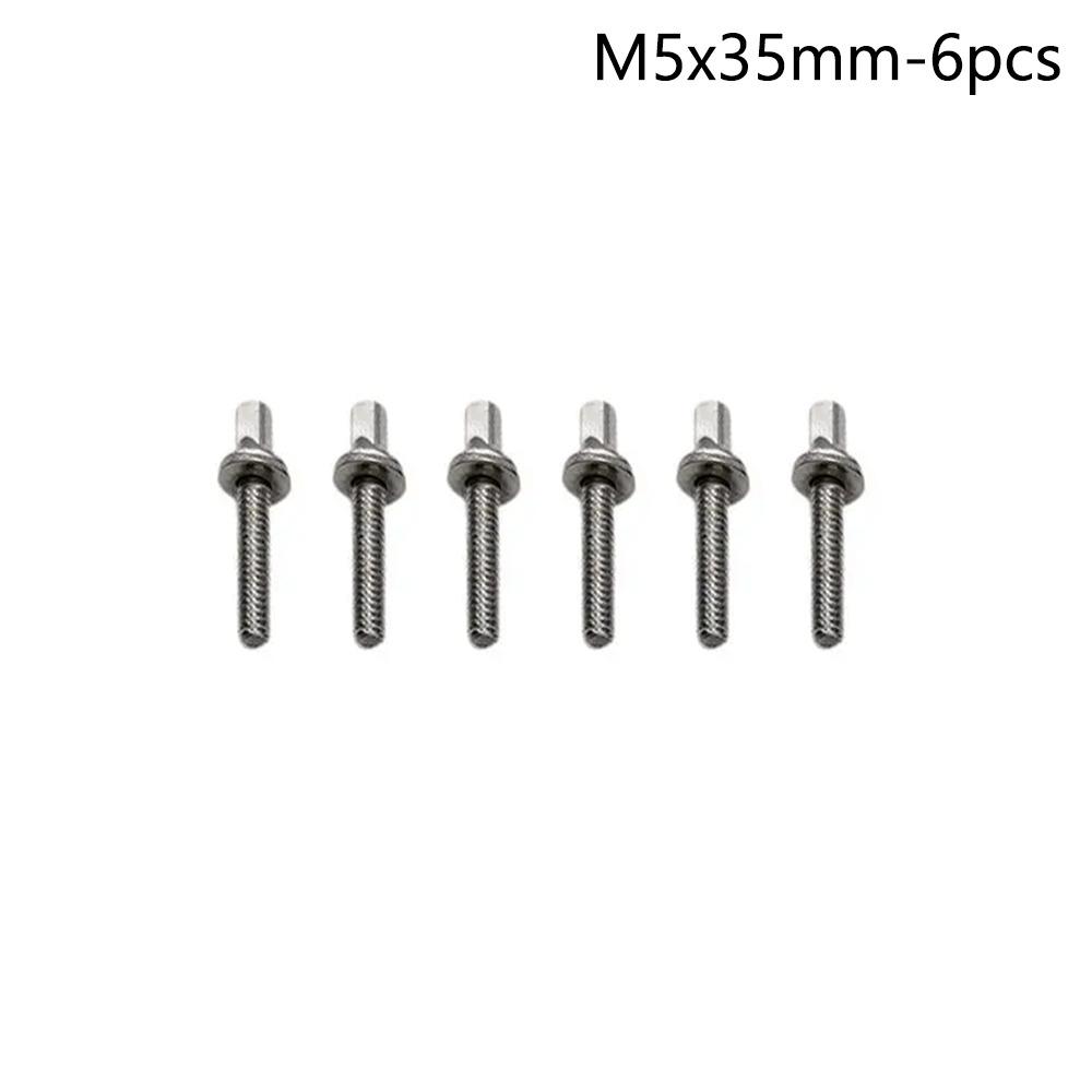 6Pcs Strong Drum Tension Rods with Washers Drum Tight Screw Drum Lug Bolts  for Jazz Drums Repair