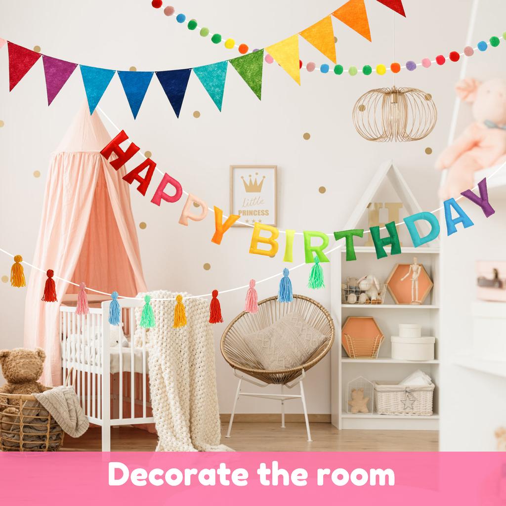 Happy Birthday Decoration Balloons Pink Blue Letter Felt Cloth Ballons Set Birthday Party Decor Air Globos Balony Anniversaire