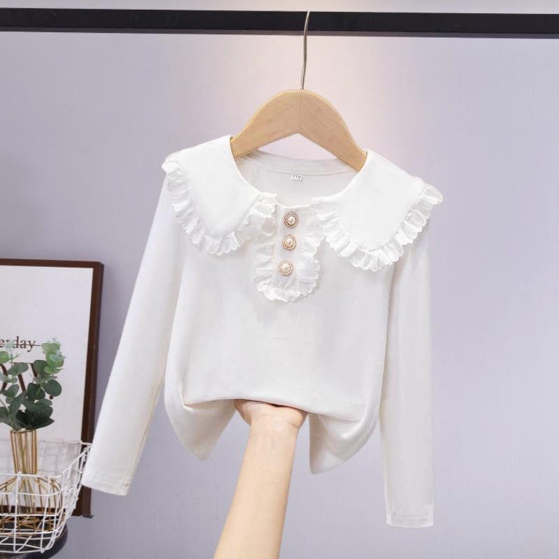 Базовая рубашка для девочек, новая однотонная водолазка с пряжкой в китайском стиле, 2025 г., новое осеннее платье, детский кардиган, топ