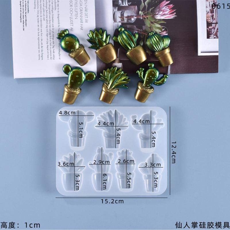 Силиконовая форма Кристалл с 7 разными милыми узорами кактусов, инструмент для изготовления ювелирных изделий для DIY