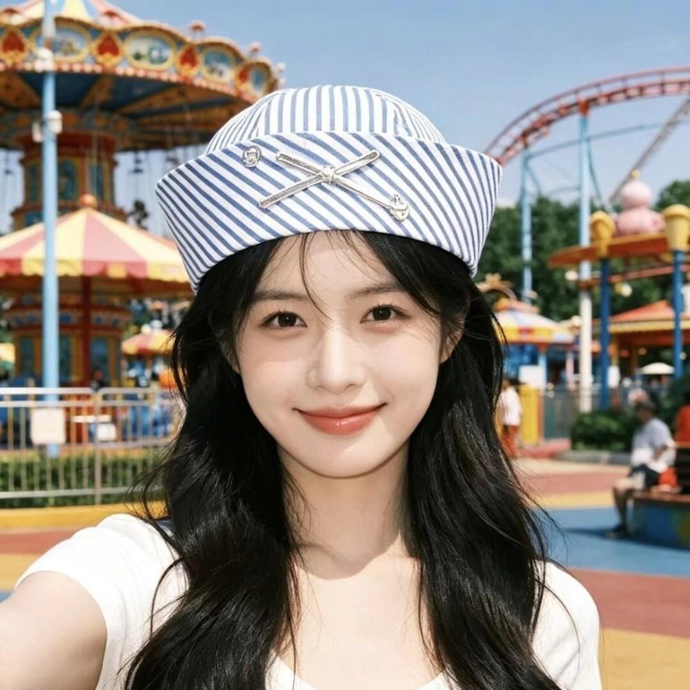 Y2K Navy Hat Bow Painter Hat Kawaii Beret Hat Rave Festivals