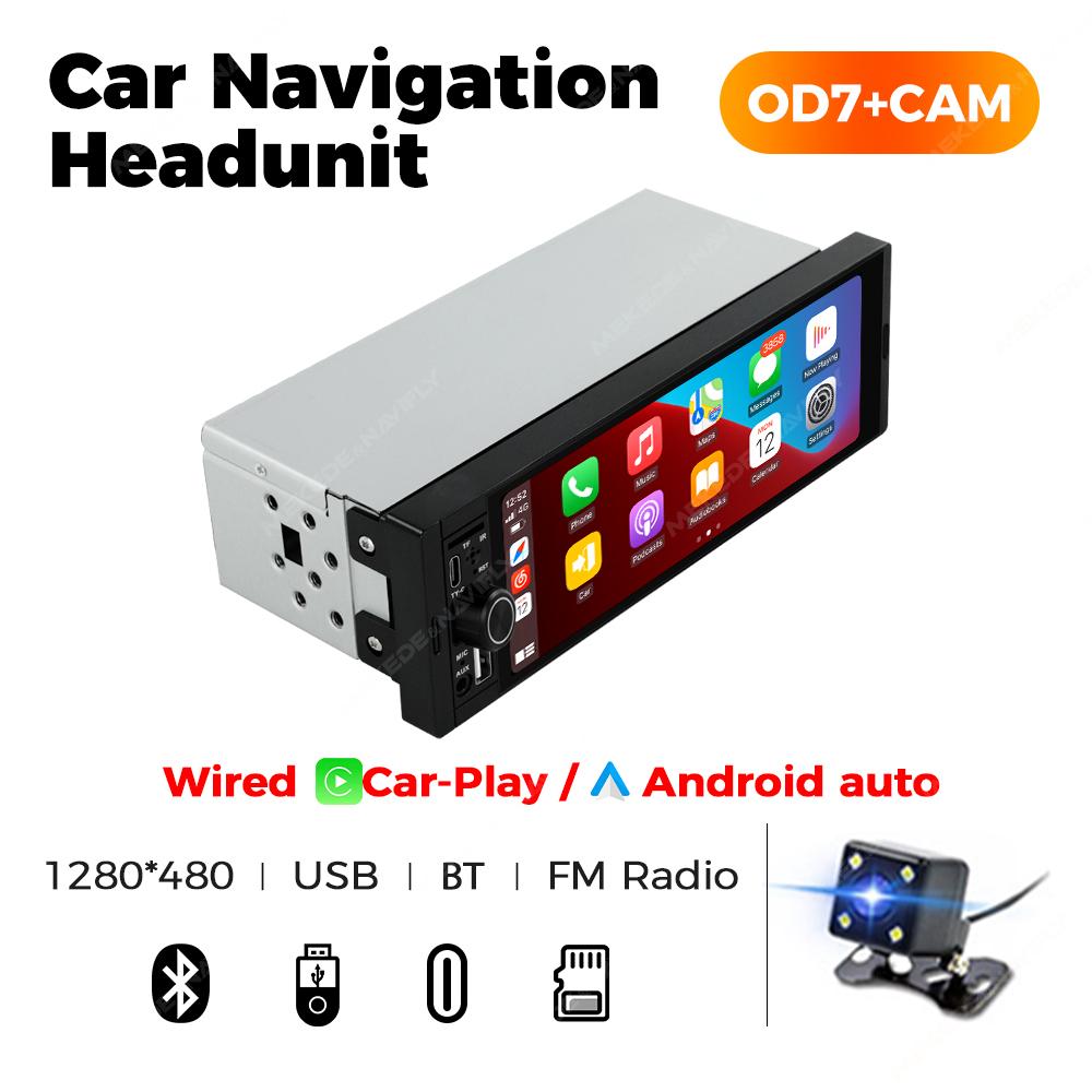 OD8 6.86" 1280*480 1 Din MP5 плеер автомобильный радиоприемник беспроводной Carplay Android Auto мультимедийный плеер 1Din FM авто радио стерео