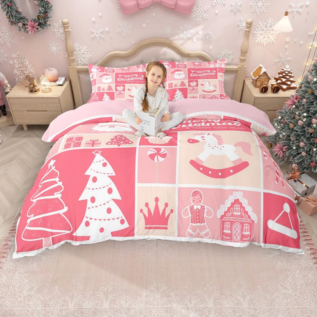 Комплект пододеяльника Homewish на детскую рождественскую тематику, Комплект пододеяльника с рождественским гномом, Постельный комплект с Санта-Клаусом и снеговиком