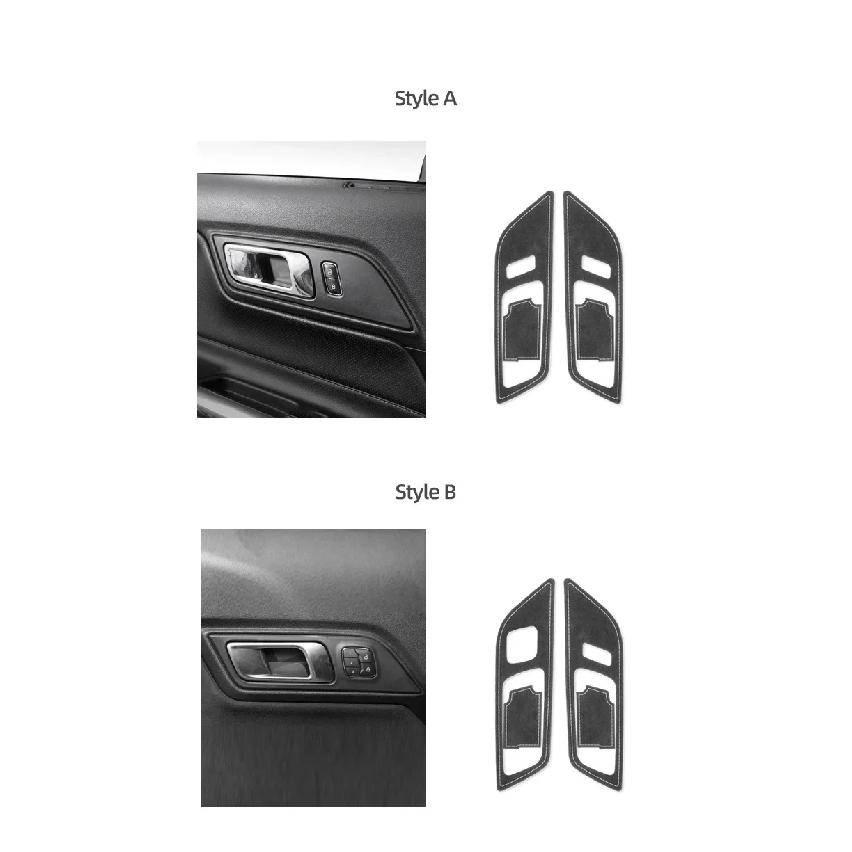 Betterhumz For Ford Mustang 2015-2023 Car Interior Door Pull Handle Switch Panel Made of Alcantara Trim Sticker Deco Accessories