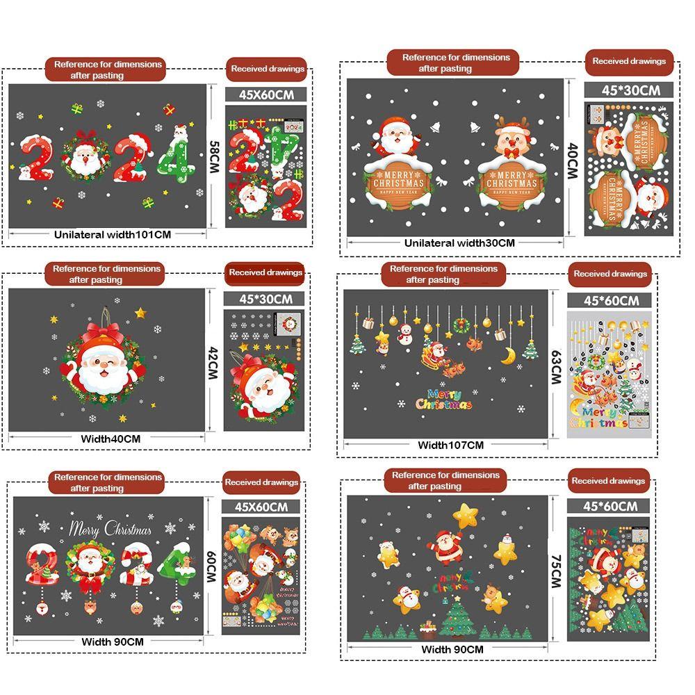 Новогодняя рождественская настенная наклейка Снежинка Санта-Клаус Лось Стеклянная наклейка Подарочная наклейка на окно Домашний декор