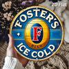 D Flat pc Vintage Metal Sign Fosters Beer Aluminum Round Poster with IceCold Refreshment ThemeRetro Vintage Look Wall Art