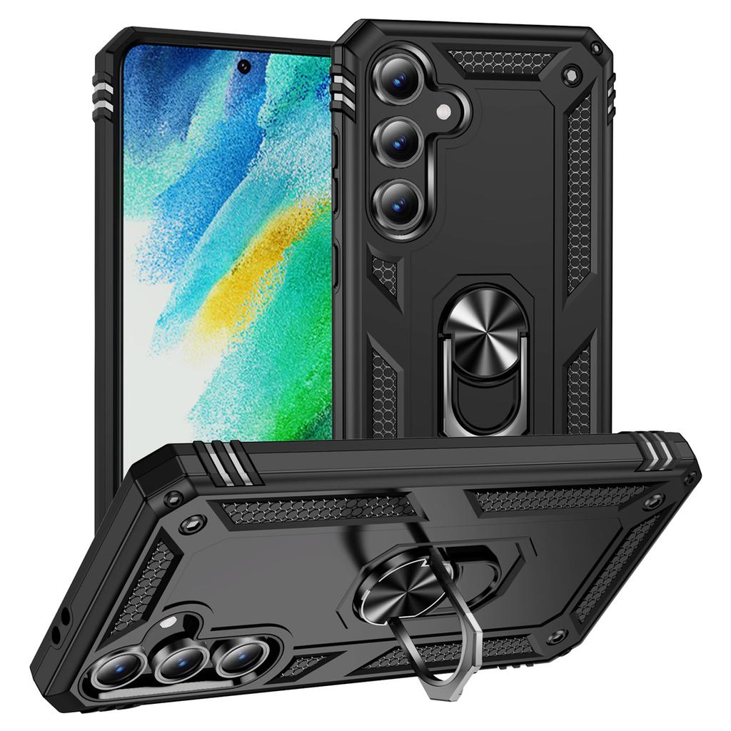 Чехол для Samsung Galaxy S24 FE, PC+TPU, чехол для телефона с вращающейся подставкой-кольцом