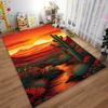 Sunset Desert Landscape Carpet with Cactus Plants and Fiery Colors Suitable for use as an anti-slip for living room bedroom sofas