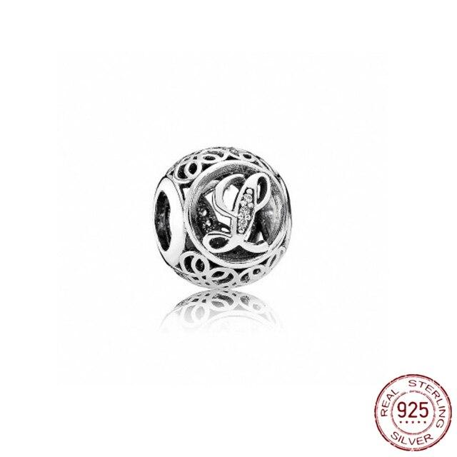 Браслет-подвеска из серебра 925 пробы с буквами AZ и буквами, бусины с именем для женщин, DIY кулон, изготовление ювелирных изделий