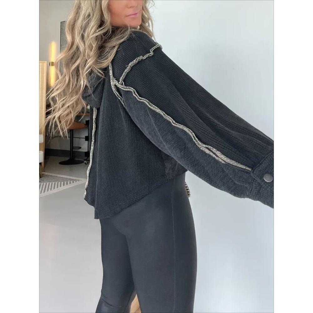 GMXIA Женская мода повседневная осень-зима однотонный принт длинный рукав воротник-молния блузки и рубашки