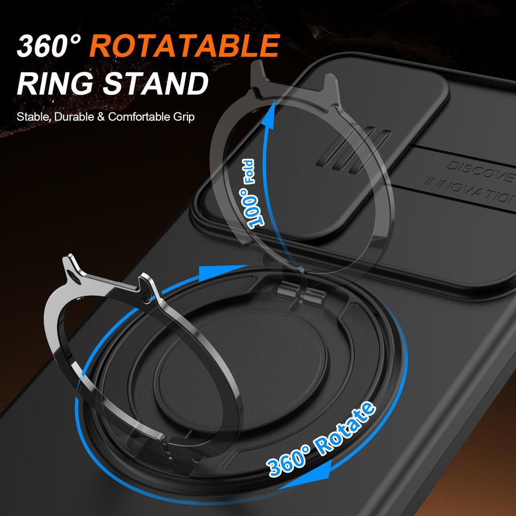 Slide Window Lens Protection Magnetic Ring Bracket Case For Samsung Galaxy A36 A56 A26 A16 Armor case