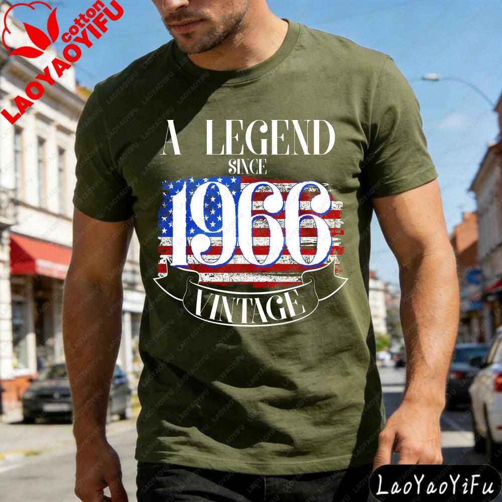 Legend Since 1966 Vintagethe United States Flag Summer Men TShirt CasualGift 60 years old Anniversary Celebration TShirts Tops