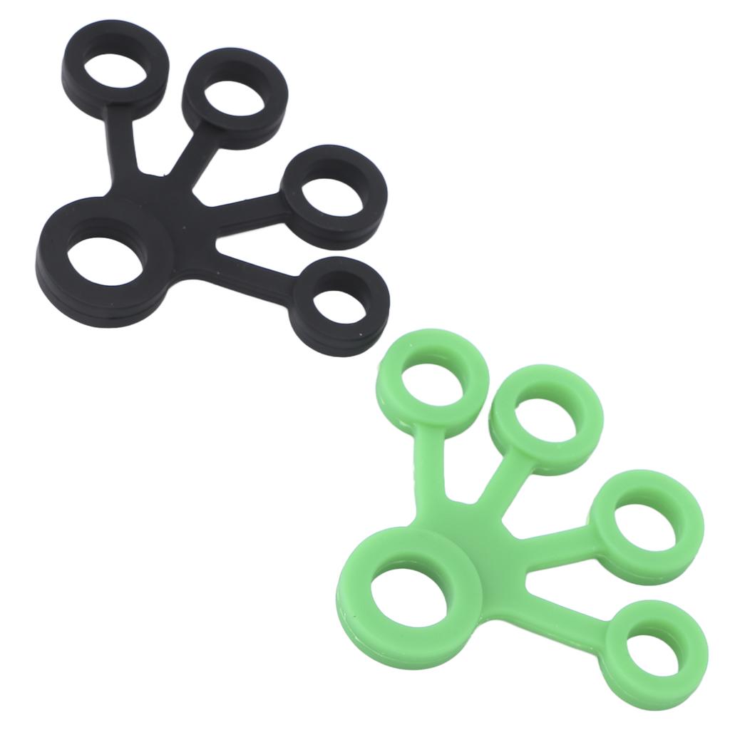 2pcs Silicone Finger Stretcher Portable Elastic Hand Resistance Bands Strengthener 11LB (Dark Green