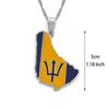 Barbados Island Map Flag Pendant Necklace Ethereal Caribbean Sea Stainless Steel and Silver Jewelry Ethnic Gifts #098321