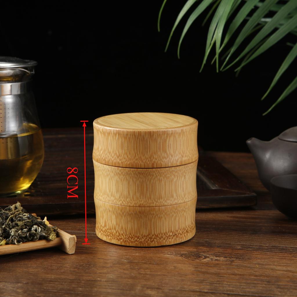 Natural Handmade Bamboo Tea Canister Food Storage Box Seal Kitchen Storage Jars Portable Tea Coffee Beans Spice Jar Organizer