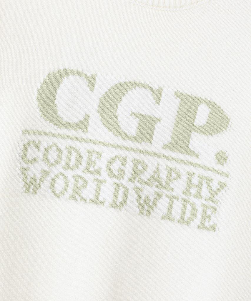 CGP (женщины) Квадратный логотип, короткий рукав, вязаный - Кремовый