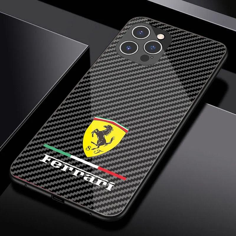 Спортивный чехол из закаленного стекла для телефона Ferrari 458 488 599 612 FF F12 Для iPhone 11 12 13 14 15 16 17Pro X XR XS Max Mini 7 8 Plus