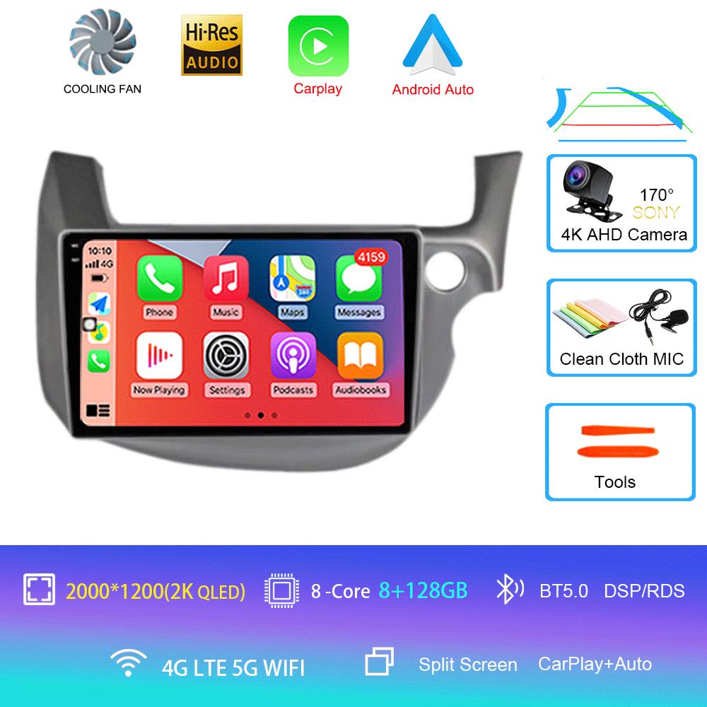 Автомобильное радио Android 14 Carplay для HONDA FIT JAZZ 2007 - 2013 Навигация Мультимедийный проигрыватель Стерео 5gWiFi+4G BT DVD Головное устройство авто