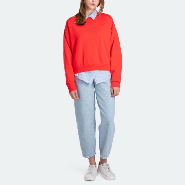 Levis однотонный длинный рукав круглый вырез свободный обычный свитшот женский свитшот красный 85630-0000