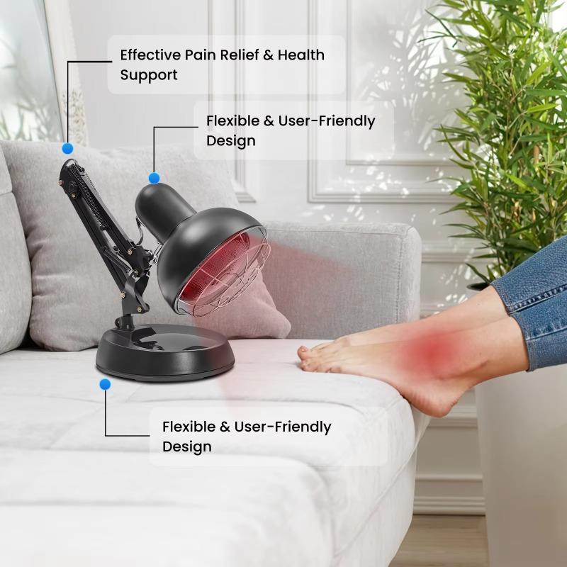 150W Infrared Heat Lamp Therapy Light - 360° Adjustable Clamp E27 Bulb for Muscle Pain Relief Home Physical Therapy