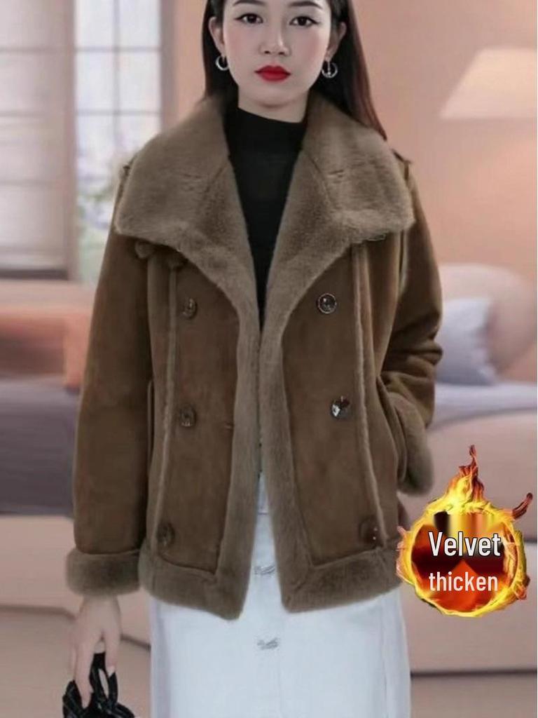 Женское модное зимнее пальто 2025 года в стиле Мальяр с пэчворком из овчины и ягнячьей шерсти