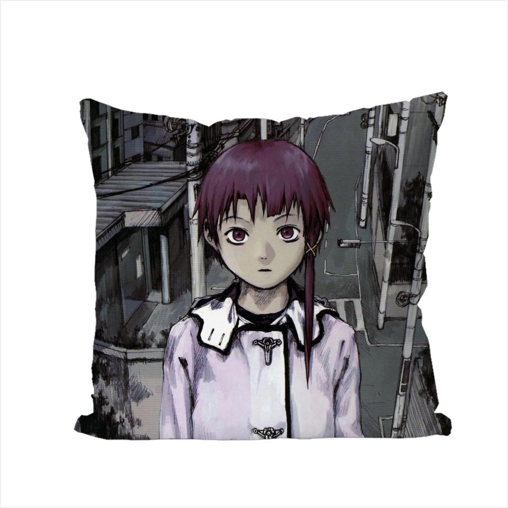 Подушка с принтом Serial Experiments Lain для автомобиля, дивана, декоративная, для дома, двусторонняя, плюшевая, квадратная, наволочка