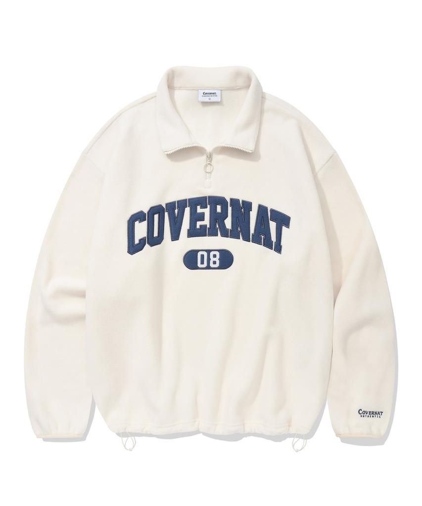 COVERNAT Arch Logo Fleece Half Zip Sweatshirt Ivory