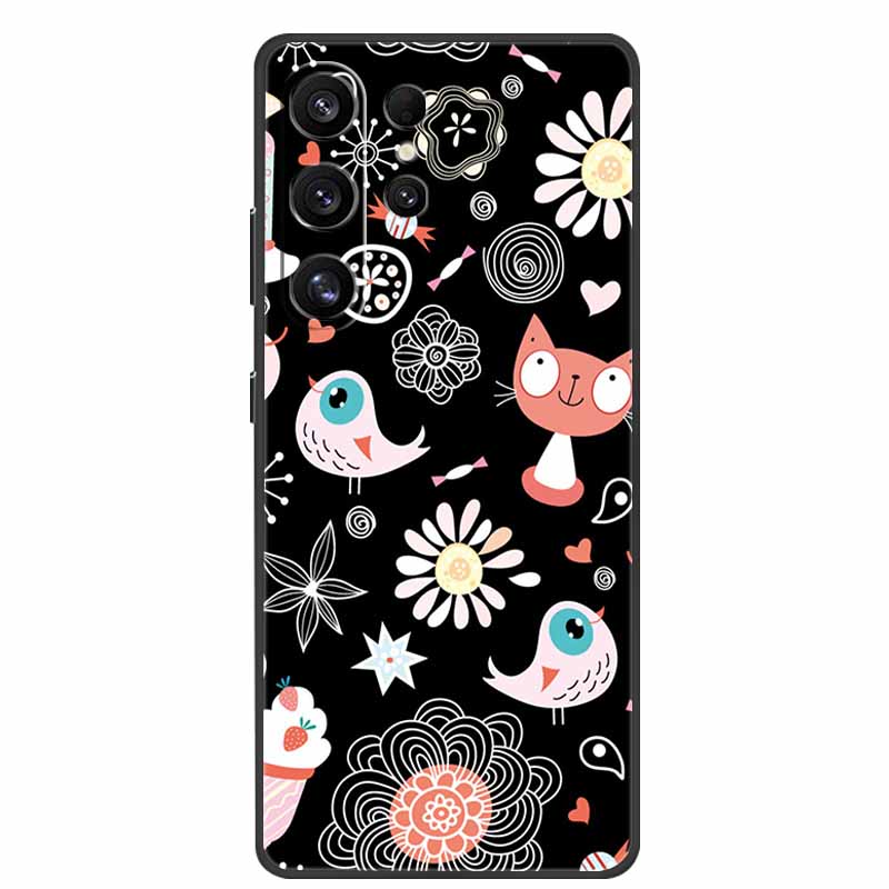 For Samsung Galaxy S26 Ultra Case Bumper Starry Sky Soft Silicone TPU Back Cover for Samsung S26 Ultra Phone Case Cute Cat Cover