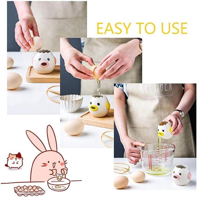 Мультяшный разделитель яиц, керамический разделитель яичного желтка и яичного белка, симпатичный фильтр в форме яйца, кухонный гаджет, помощник для выпечки