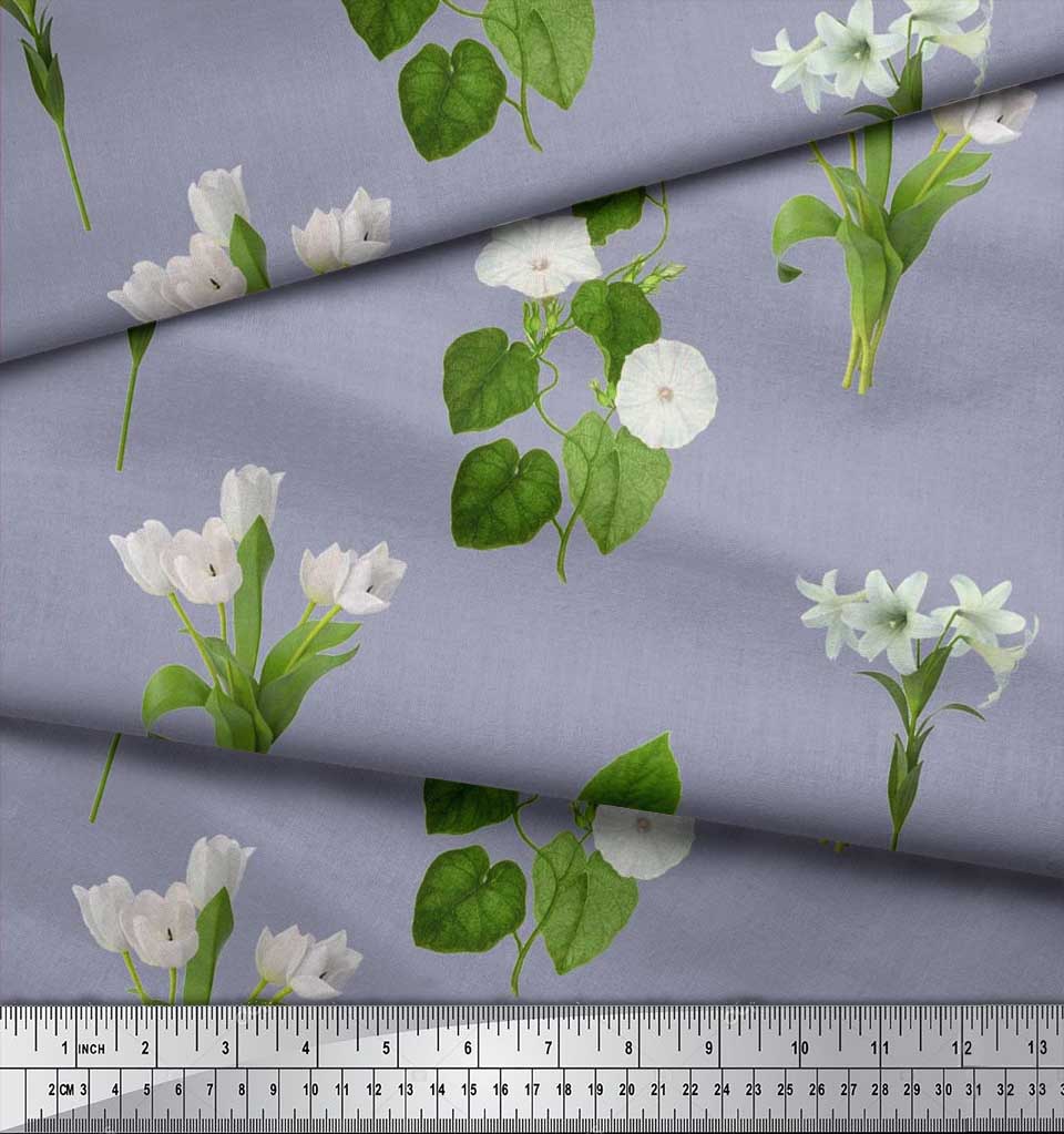 Soimoi Японская креп-сатиновая ткань с листьями, тюльпанами и цветочным принтом азалии, ткань по метрам 42 дюйма