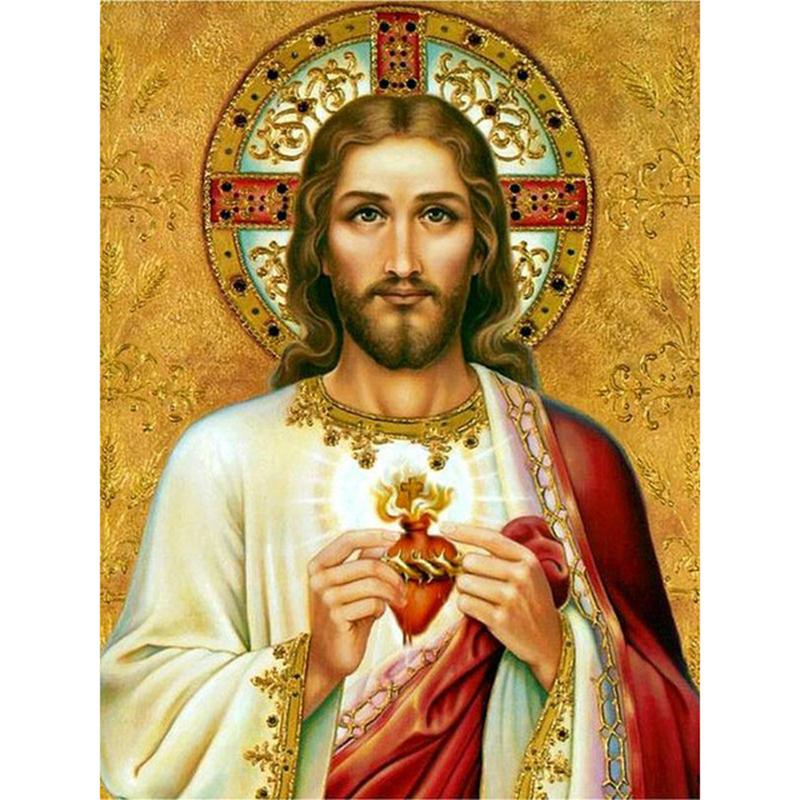 DIY Religion 5D Diamond Painting Full Round Drill Portrait Diamond Embroidery Cross Stitch Mosaic Kits Resin Wall Art Home Decor