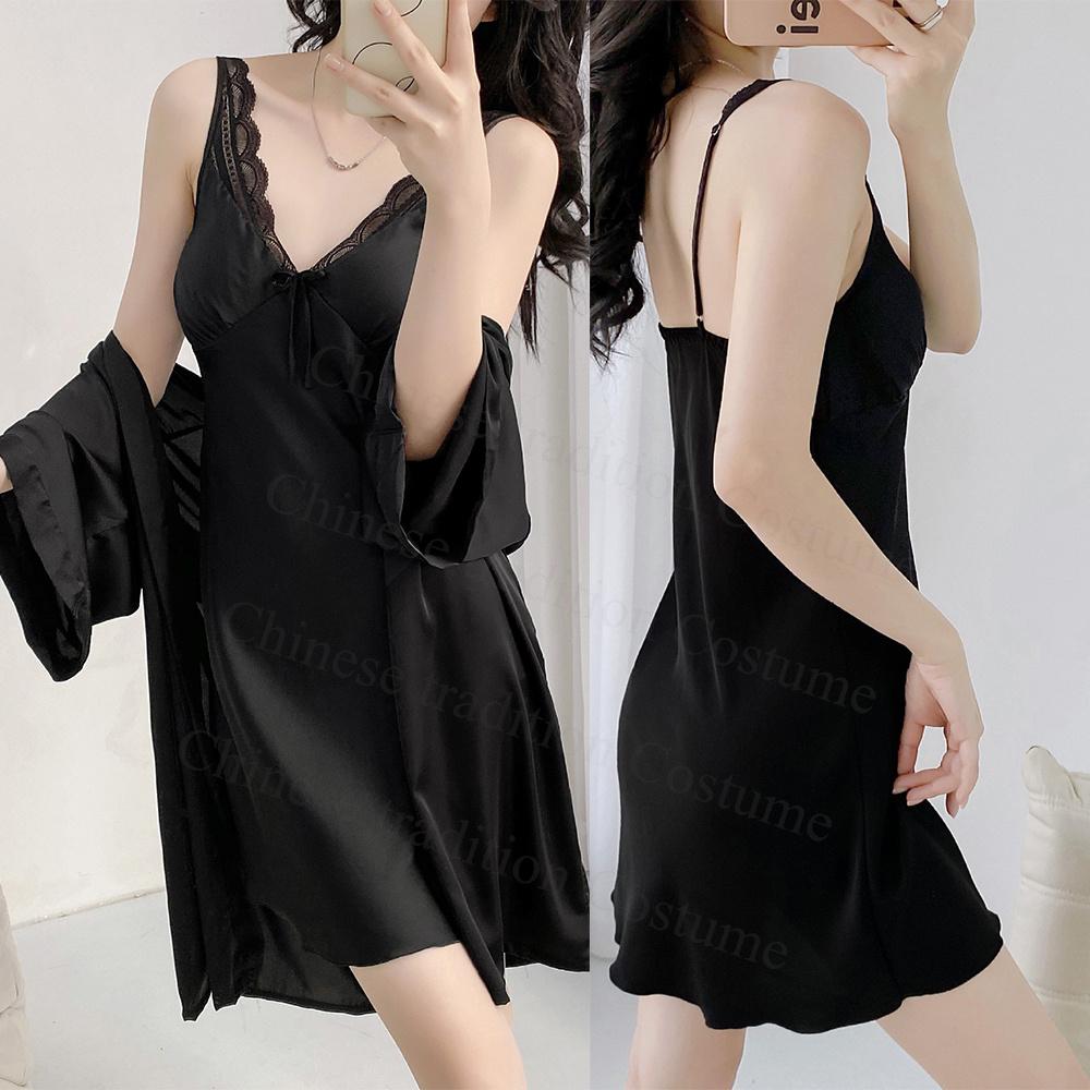 Сексуальный кружевной бант с бантом на бретельках ночная рубашка халат костюм невесты свадебное платье комплект женщин элегантная ночная рубашка весна осень новый кимоно халат