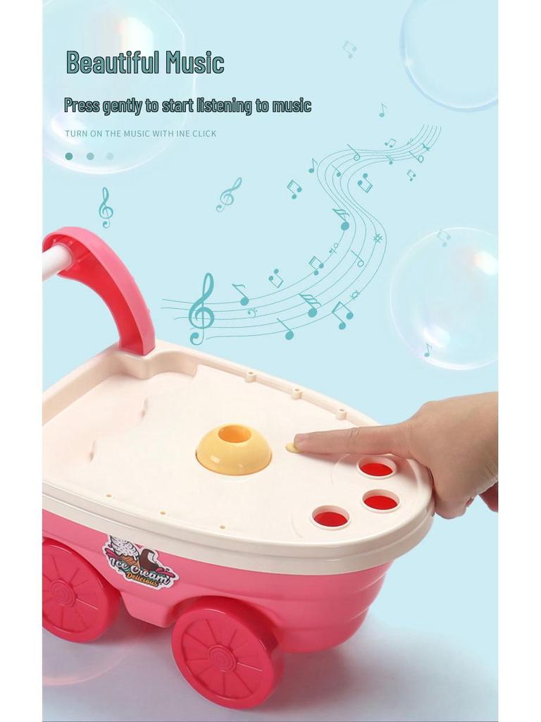 Children's Ice Cream Handcart & Music Toy Set - Ice Cream Machine & Motorcycle Role Play