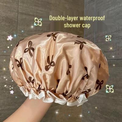 Двухслойная водонепроницаемая шапочка для душа для женщин - Влагозащитный чехол для волос, Утолщенная для ванной и кухни.