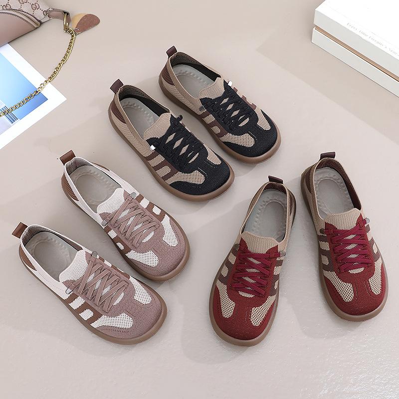 Обувь Женская обувь Универсальная повседневная обувь Обувь на плоской подошве с неглубоким вырезом в ретро-немецком стиле для тренировок Легкая дышащая обувь для мам Обувь на плоской подошве