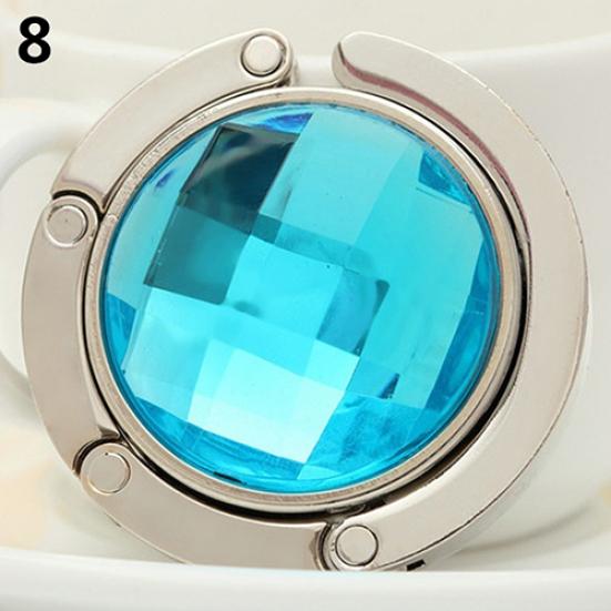 Foldable Purse Hanger Handbag Hook Hang Convenient Table Round Rhinestone Holder