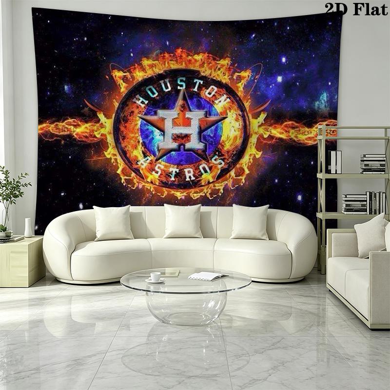 Houston Astros Logo Wall Tapestry Aesthetic Wall Hanging Printed Fabric Blanket Decorative Tapestries for Bedroom Living Room Home Decor