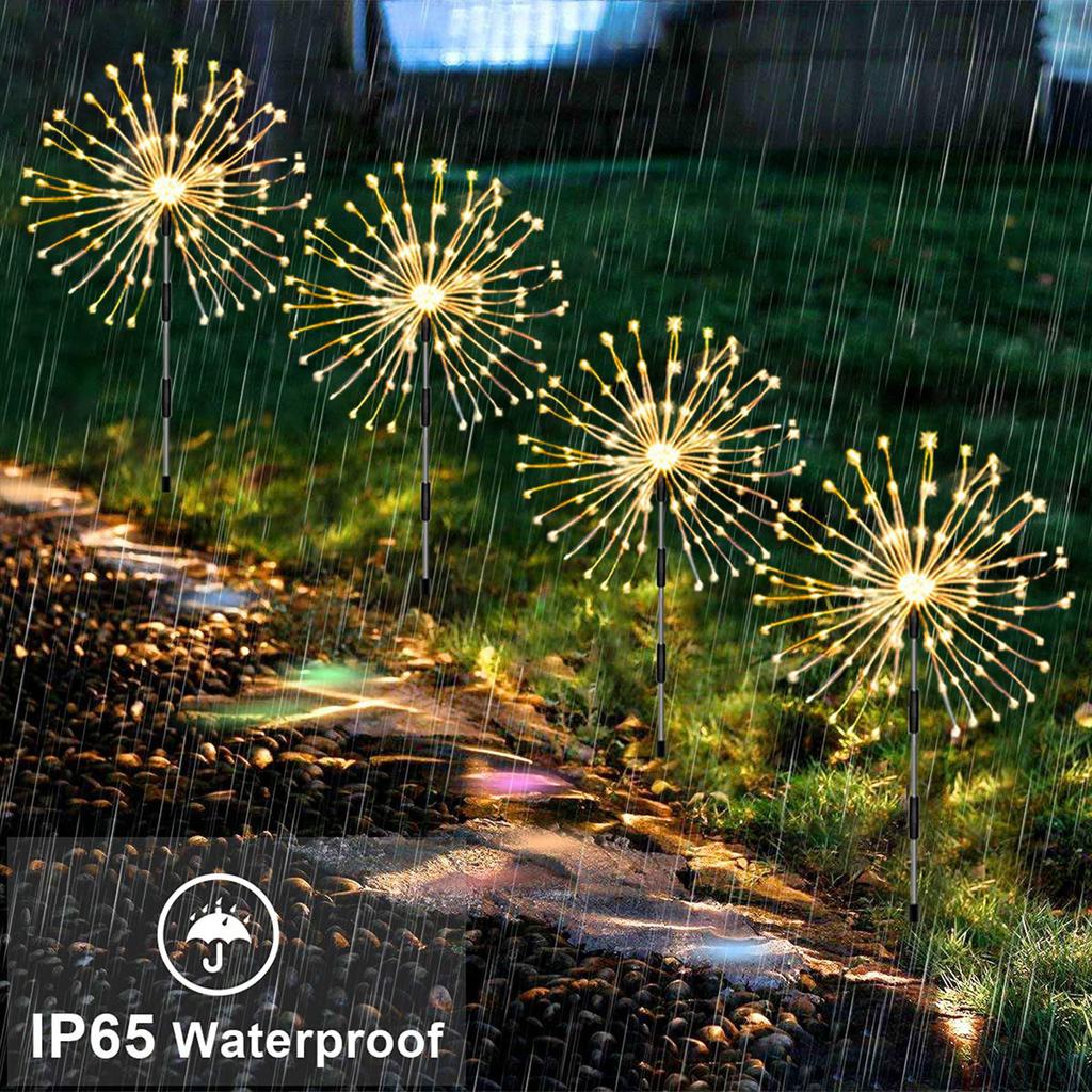 Фонари на солнечных батареях, медная проволока, фейерверк, фейерверк, садовый пейзаж, рождественский свет