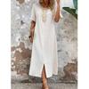 Spring and Summer New Comfortable Loose Fitting Pullover Spliced Short Sleeved Dress for Women