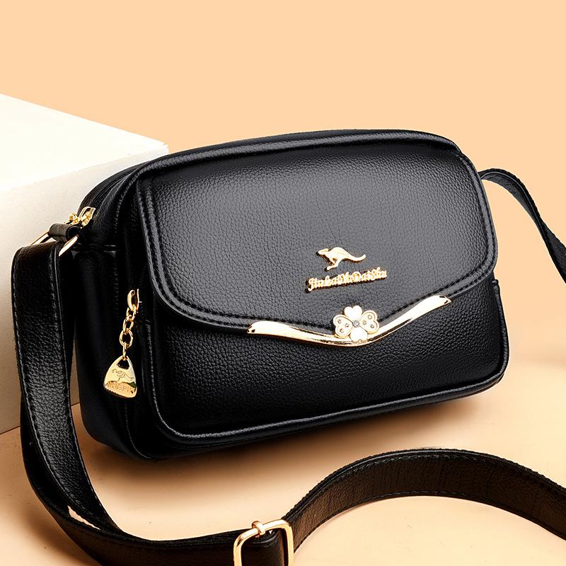 2025 New Small Square Bag Women's Bag Soft Leather Texture Korean Version Trendy Fashion Simple Women's Shoulder Crossbody Handbag