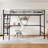 Strong Carrying Capacity Children Bed with L-shaped Bookshelf Ladder Metal Frame Loft Bed Home