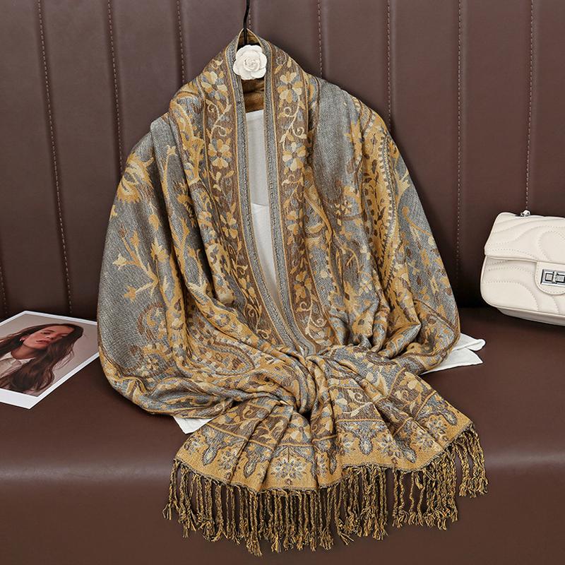 Роскошная зимняя кашемировая шаль из пашмины, женская накидка, теплые осенние шарфы с дизайнерским принтом, женские платки, хлопковые палантины, шарф