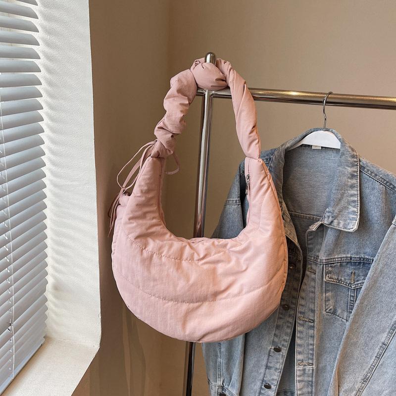 Нейлоновая ткань пуховая хлопковая сумка для одежды женская осенне-зимняя повседневная плиссированная на плечо большая вместимость для поездок на работу сумка-мессенджер тоут