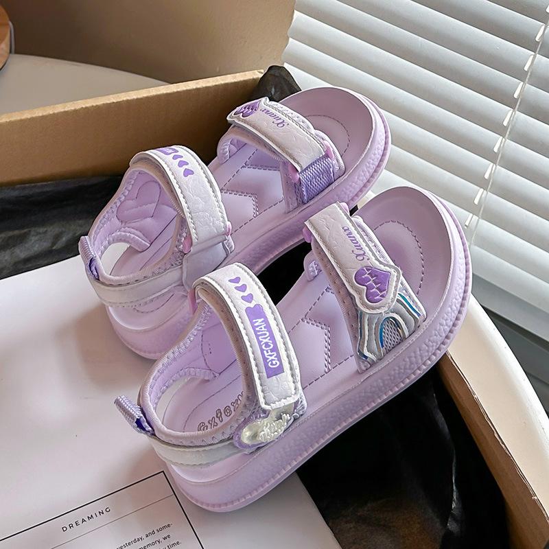 Girls' Fashionable Heart-Shaped Letter Open-Toe Sandals2026New spring and summer trendy beach shoes for children of all ages