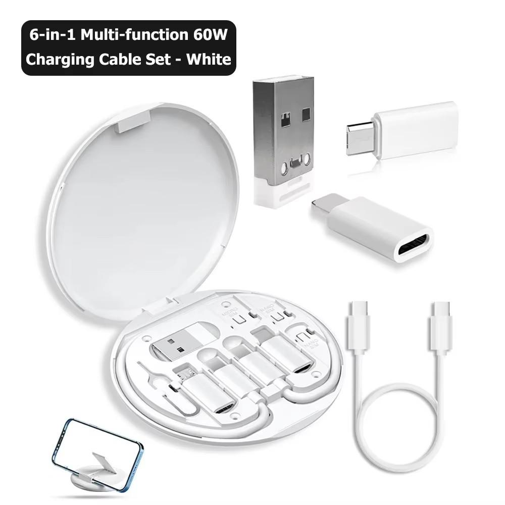 Portable Multifunctional Data Cable Storage Box, 60W Fast Charging Mobile Phone Holder, Charging Cable Set, Multi Head Conversio