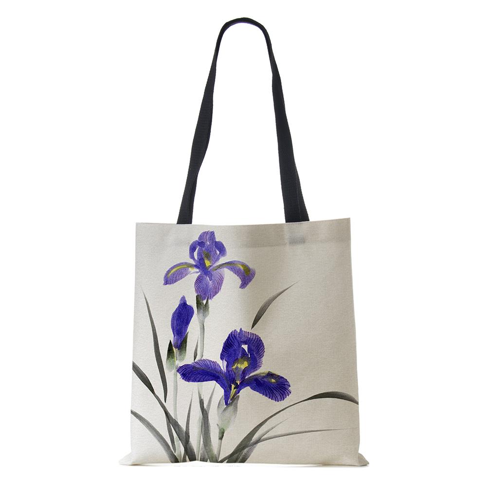 Сумка через плечо с растениями и цветами, пейзаж 2022, женская многоразовая холщовая сумка-тоут для покупок, простая повседневная складная сумка большой вместительности